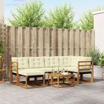 Set de canapele de exterior cu pernă 7 pcs Natural și Crem GartenMobel Dekor