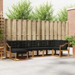 Set de canapele de exterior cu pernă 7 pcs Natural și Negru GartenMobel Dekor