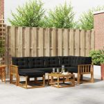 Set de canapele de exterior cu pernă 7 pcs Natural și Negru GartenMobel Dekor