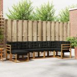 Set de canapele de exterior cu pernă 7 pcs Natural și Negru GartenMobel Dekor