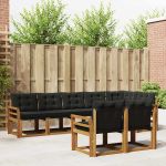Set de canapele de exterior cu pernă 8 pcs Natural și Negru GartenMobel Dekor