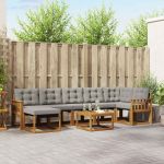 Set de canapele de exterior 8 pcs Gri natural și deschis GartenMobel Dekor