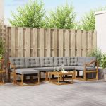 Set de canapele de exterior 8 pcs Gri natural și deschis GartenMobel Dekor