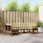 Set de canapele de exterior cu pernă 6 pcs Natural și Bej GartenMobel Dekor