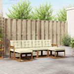 Set de canapele de exterior cu pernă 6 pcs Natural și Crem GartenMobel Dekor