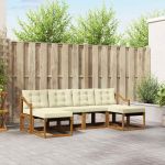 Set de canapele de exterior cu pernă 6 pcs Natural și Crem GartenMobel Dekor