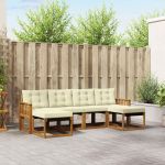 Set de canapele de exterior cu pernă 6 pcs Natural și Crem GartenMobel Dekor