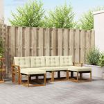 Set de canapele de exterior cu pernă 6 pcs Natural și Crem GartenMobel Dekor