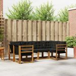 Set de canapele de exterior cu pernă 6 pcs Natural și Negru GartenMobel Dekor