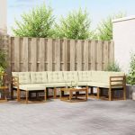 Set de canapele de exterior cu pernă 9 pcs Natural și Crem GartenMobel Dekor