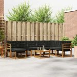 Set de canapele de exterior cu pernă 9 pcs Natural și Negru GartenMobel Dekor