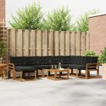 Set de canapele de exterior cu pernă 9 pcs Natural și Negru GartenMobel Dekor