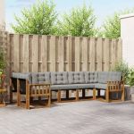 Set de canapele de exterior 7 pcs Gri natural și deschis GartenMobel Dekor