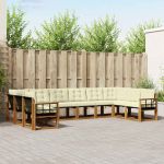 Set de canapele de exterior cu pernă 10 pcs Natural și Crem GartenMobel Dekor