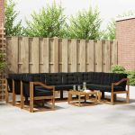 Set de canapele de exterior cu pernă 30 pcs Natural și Negru GartenMobel Dekor