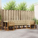 Set de canapele de exterior cu pernă 7 pcs Natural și Bej GartenMobel Dekor