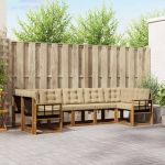 Set de canapele de exterior cu pernă 7 pcs Natural și Bej GartenMobel Dekor