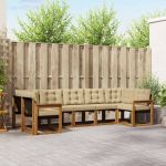 Set de canapele de exterior cu pernă 7 pcs Natural și Bej GartenMobel Dekor