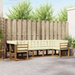 Set de canapele de exterior cu pernă 7 pcs Natural și Crem GartenMobel Dekor