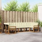 Set de canapele de exterior cu pernă 7 pcs Natural și Crem GartenMobel Dekor