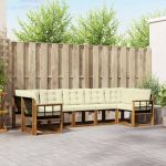 Set de canapele de exterior cu pernă 7 pcs Natural și Crem GartenMobel Dekor