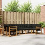 Set de canapele de exterior cu pernă 7 pcs Natural și Negru GartenMobel Dekor