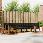 Set de canapele de exterior cu pernă 7 pcs Natural și Negru GartenMobel Dekor