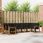 Set de canapele de exterior cu pernă 7 pcs Natural și Negru GartenMobel Dekor