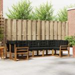 Set de canapele de exterior cu pernă 7 pcs Natural și Negru GartenMobel Dekor