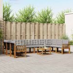 Set de canapele de exterior 11 pcs Gri natural și deschis GartenMobel Dekor