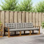 Set de canapele de exterior 3 pcs Gri natural și deschis GartenMobel Dekor