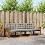 Set de canapele de exterior 3 pcs Gri natural și deschis GartenMobel Dekor