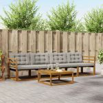 Set de canapele de exterior 5 pcs Gri natural și deschis GartenMobel Dekor