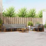 Set de canapele de exterior 7 pcs Gri natural și deschis GartenMobel Dekor