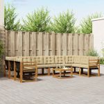 Set de canapele de exterior cu pernă 11 pcs Natural și Bej GartenMobel Dekor