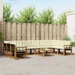 Set de canapele de exterior cu pernă 11 pcs Natural și Crem GartenMobel Dekor