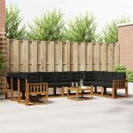 Set de canapele de exterior cu pernă 11 pcs Natural și Negru GartenMobel Dekor