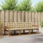 Set de canapele de exterior cu pernă 3 pcs Natural și Bej GartenMobel Dekor