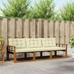 Set de canapele de exterior cu pernă 3 pcs Natural și Crem GartenMobel Dekor