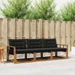 Set de canapele de exterior cu pernă 3 pcs Natural și Negru GartenMobel Dekor