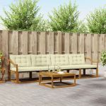 Set de canapele de exterior cu pernă 5 pcs Natural și Crem GartenMobel Dekor