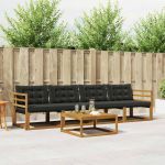 Set de canapele de exterior cu pernă 5 pcs Natural și Negru GartenMobel Dekor