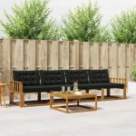 Set de canapele de exterior cu pernă 5 pcs Natural și Negru GartenMobel Dekor
