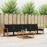 Set de canapele de exterior cu pernă 5 pcs Natural și Negru GartenMobel Dekor