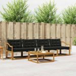Set de canapele de exterior cu pernă 5 pcs Natural și Negru GartenMobel Dekor