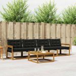 Set de canapele de exterior cu pernă 5 pcs Natural și Negru GartenMobel Dekor