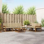 Set de canapele de exterior cu pernă 6 pcs Natural și Bej GartenMobel Dekor