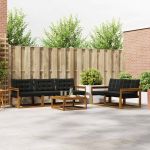 Set de canapele de exterior cu pernă 6 pcs Natural și Negru GartenMobel Dekor