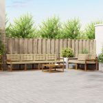Set de canapele de exterior cu pernă 7 pcs Natural și Bej GartenMobel Dekor