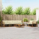 Set de canapele de exterior cu pernă 7 pcs Natural și Crem GartenMobel Dekor